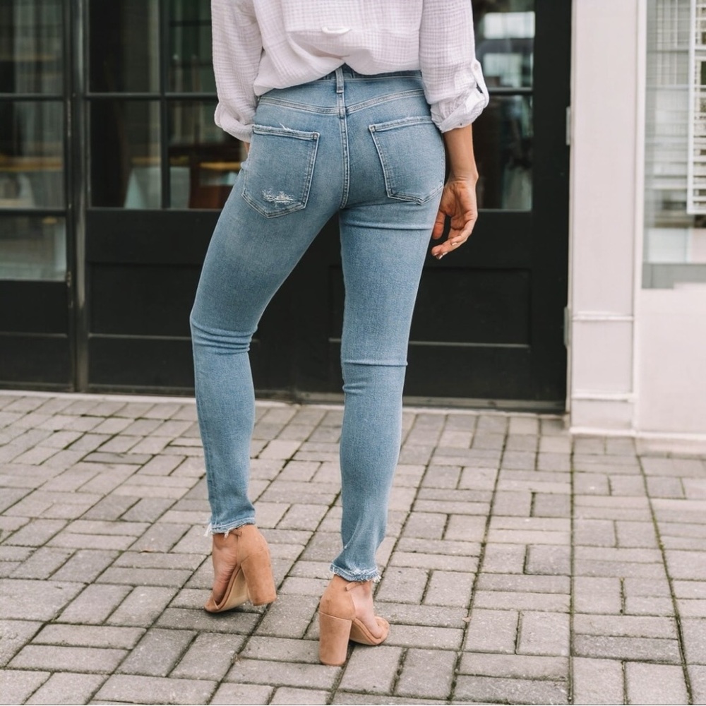 AGOLDE Sophie Ankle Skinny Denim Jeans Size 29 Raw Hem Light Wash High Rise